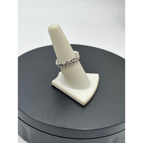 Sterling Silver Panther Scrollwork Intricate Bali Genuine Amethyst Eyes Ring 8 - Picture 4 of 12